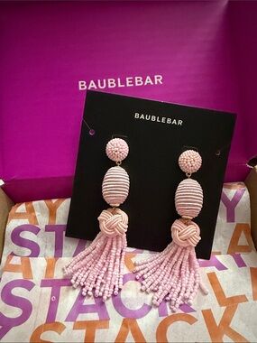 BaubleBar Blush Beaded Tassel Drop Earrings Sandriana Drop earrings Light Pink